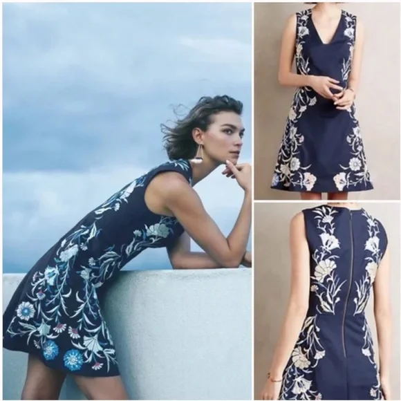 Anthropologie Gilmore Girls Moulinette Soeurs Bellflower Floral Embroidery Dress - Picture 8 of 16